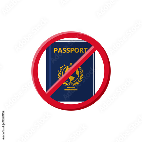 Travel ban passport icon cartoon vector illustration. Forbidden sign with passport on white background