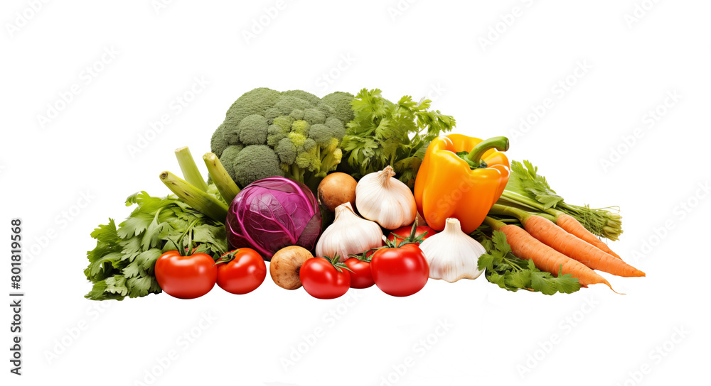 Assorted fresh vegetables on a transparent background, showcasing a variety of colors and textures. Generative AI Assorted fresh vegetables on a transparent background, showcasing a variety of colors and textures. Generative AI