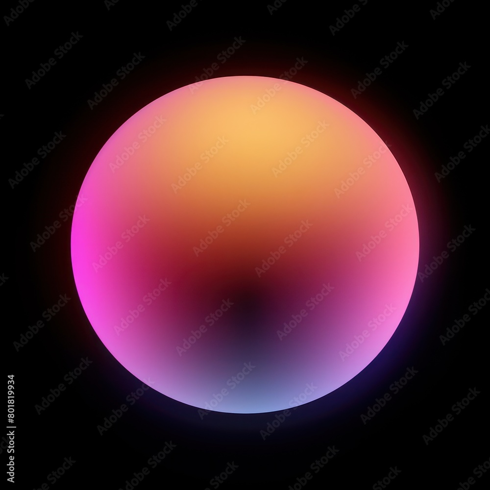 multi color diffused gradient sphere glowing, on black background