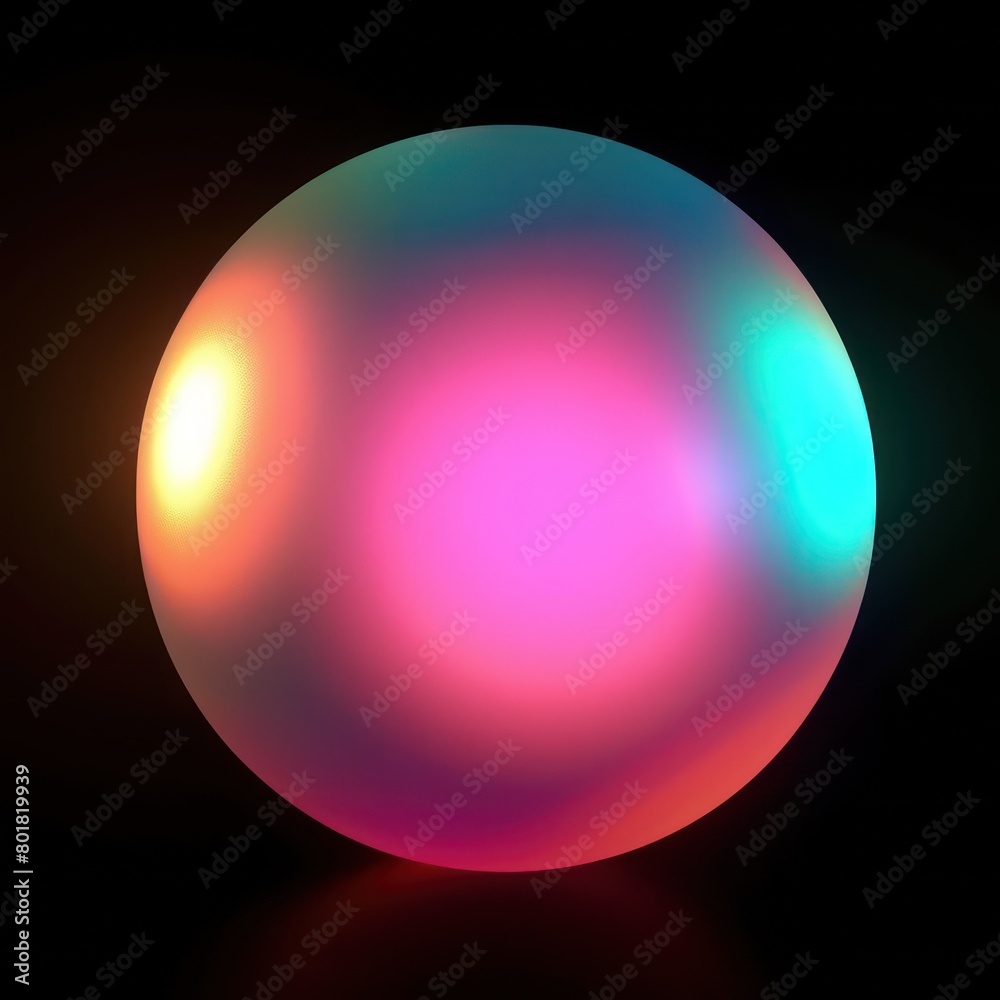 multi color diffused gradient sphere glowing, on black background