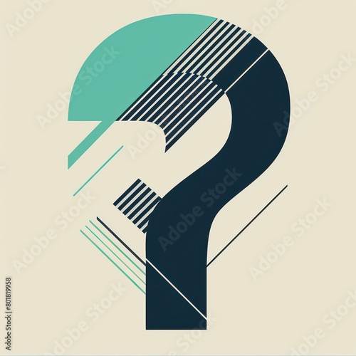 big question mark in the style geometric clean lines teal color photo