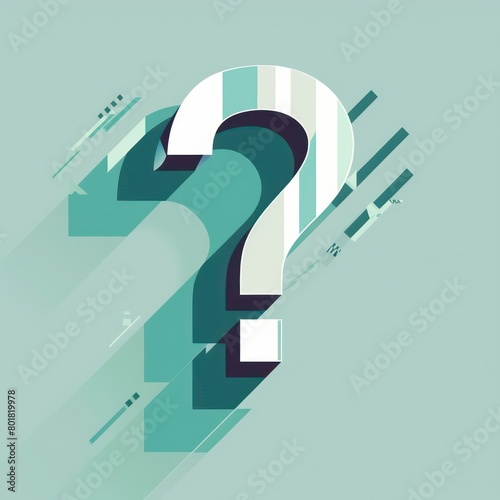 big question mark in the style geometric clean lines teal color photo
