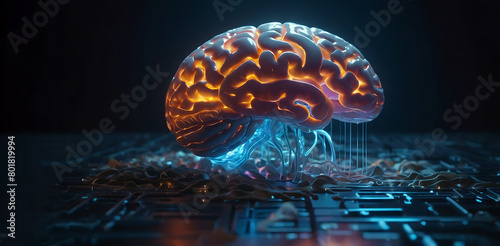 3d rendered illustration of a brain Luminescent Mind: Hyperrealistic Floating Brain