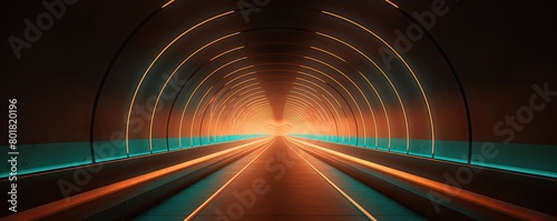  Abstract tunnel of light and new highlights. Abstract neon light background  Generative AI
