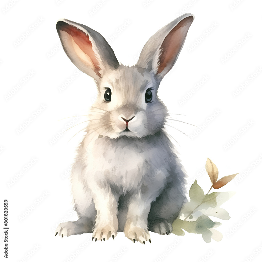 水彩で描いたウサギのイラスト