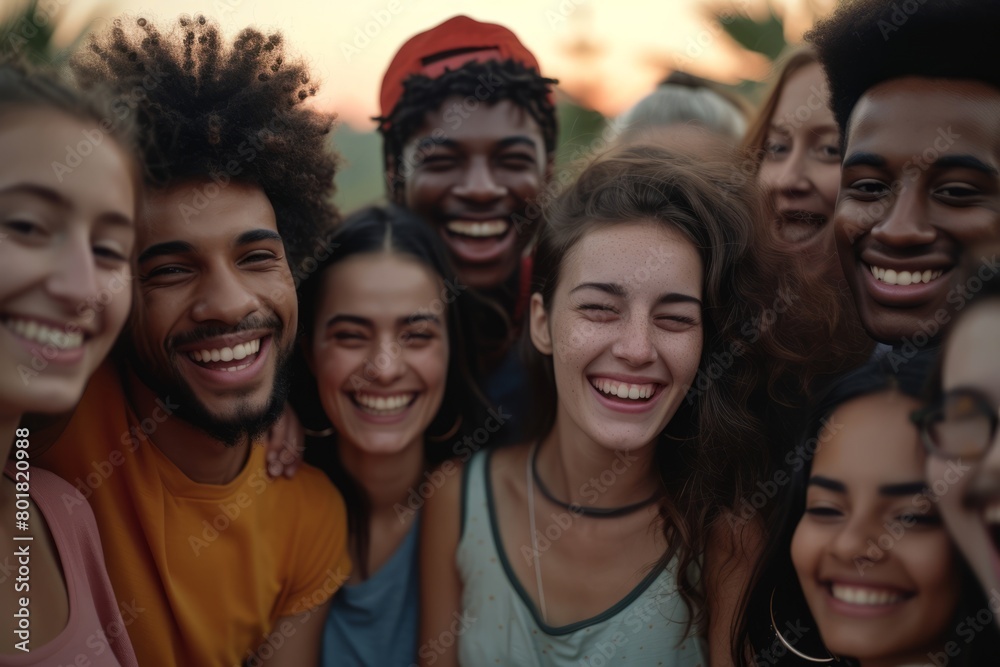 Group of diverse african american friends smiling and having fun together