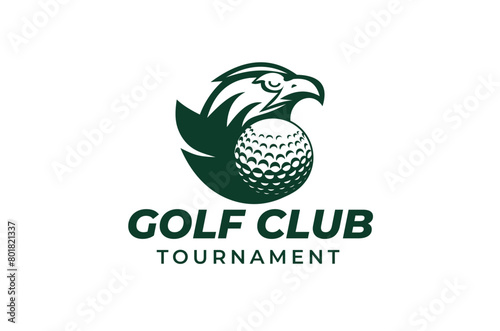 Retro Vintage Illustration of Eagles Club Golf design with Golf Ball wings