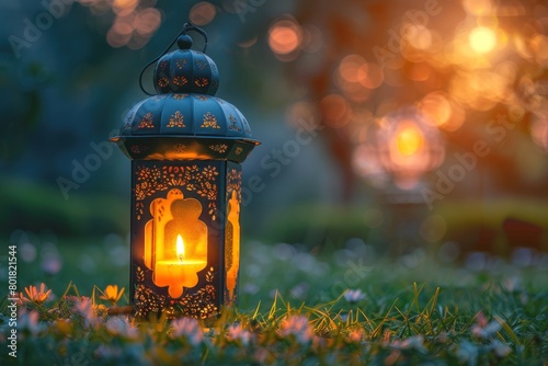 Ai Generative photo of a ramadan lantern in gaeden © stmco