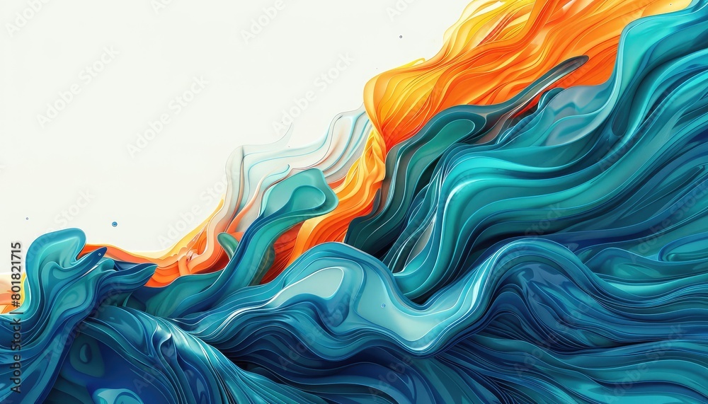 beautiful colorful vibrant minimalistic colored waves with orange blue and teal