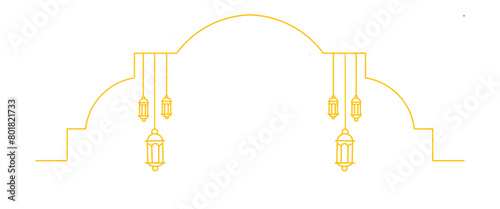 Ied al adha mubarak. Lantern symbol in line art for background. Ied mubarak icon. Ramadhan mubarak icon.