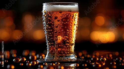 glass of beer at black background photo