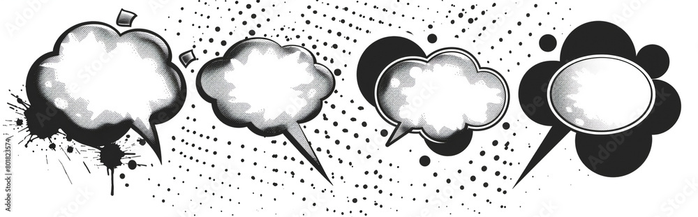 Set of speech bubbles comic style vector illustration on transparent ...