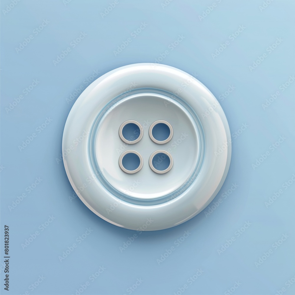 Detailed close-up of a single shirt button, soft lighting, clear texture, flat vector icon style character illustration