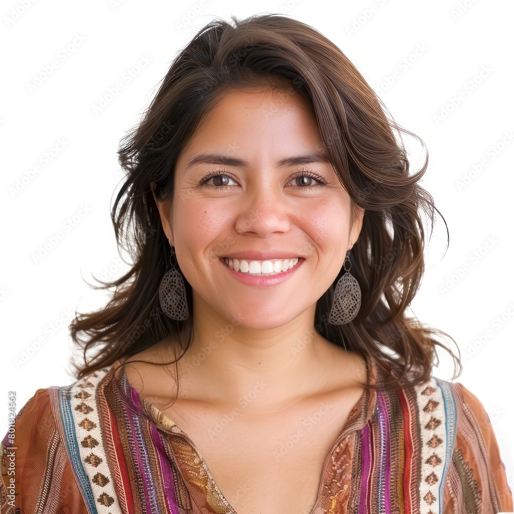 latino woman smiling on a white background latino woman smiling on a white background