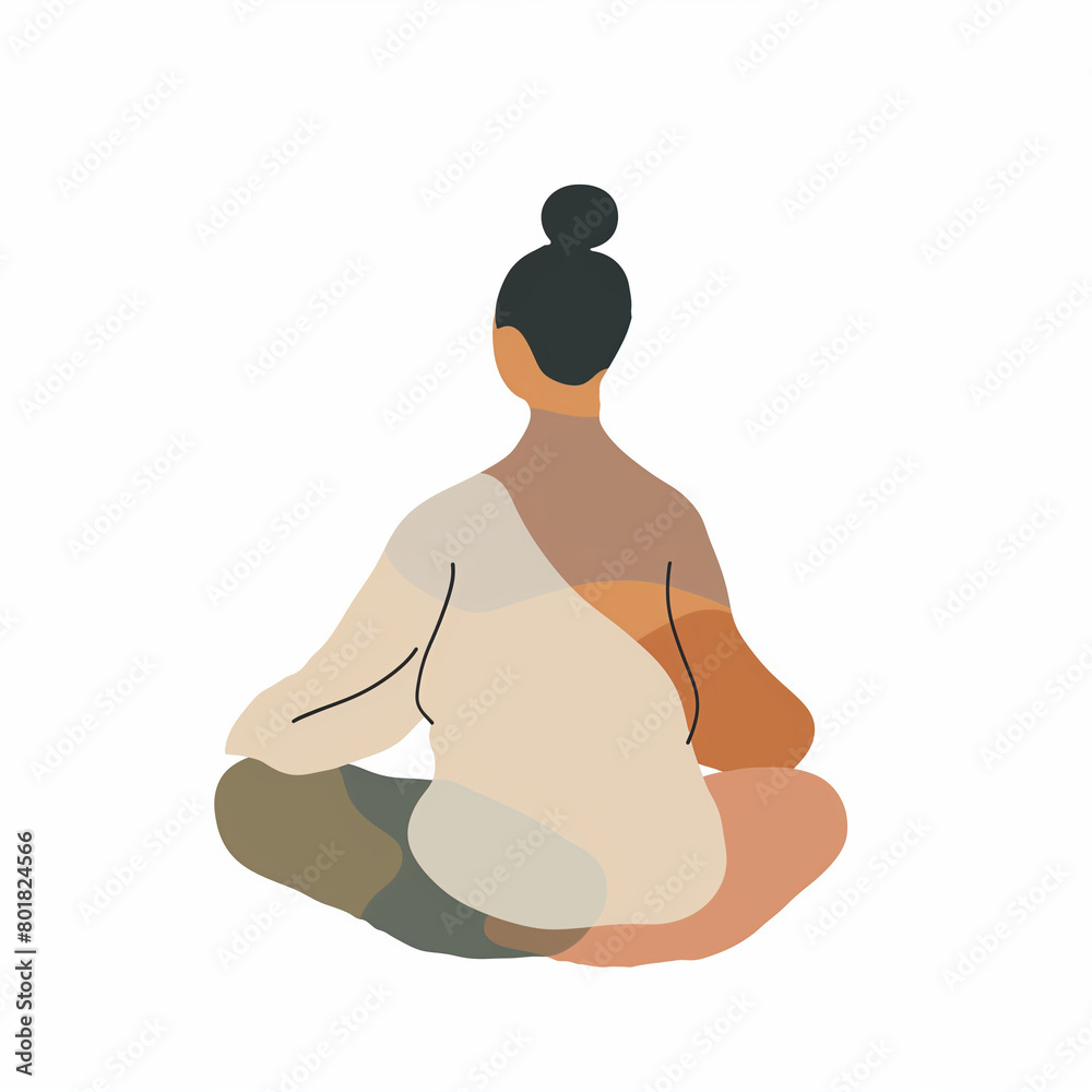 A vector illustration of a person in a zen meditation pose on a white background. This calming artwork utilizes minimalistic design to convey a sense of peace and clarity A vector illustration of a person in a zen meditation pose on a white background. This calming artwork utilizes minimalistic design to convey a sense of peace and clarity