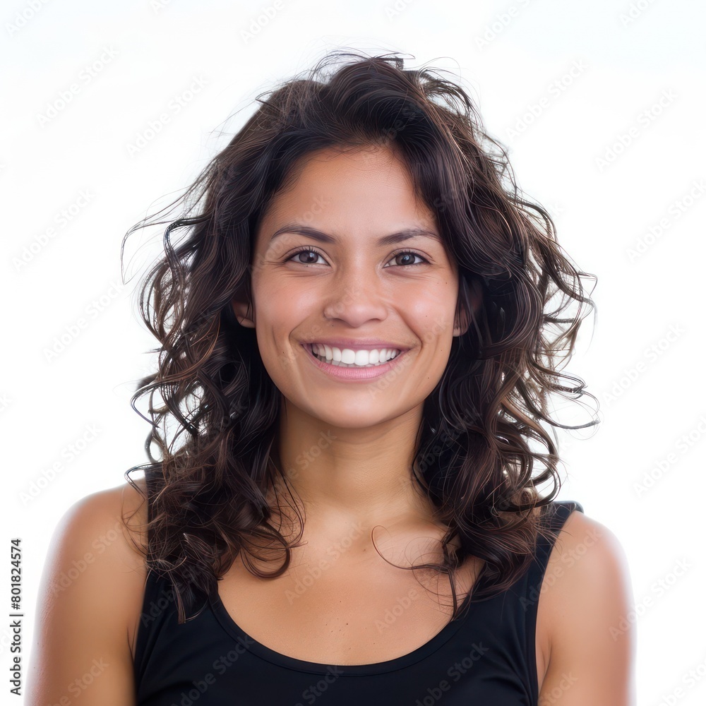 latino woman smiling on a white background latino woman smiling on a white background