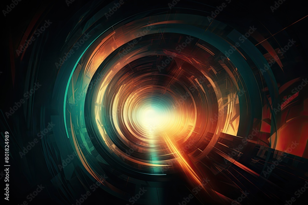 Abstract tunnel of light and new highlights. Abstract neon light background, Generative AI Abstract tunnel of light and new highlights. Abstract neon light background, Generative AI