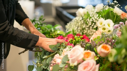 A bouquetmaking station where guests can create their own floral arrangements to take home as a memento of the special day.