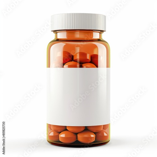 pill bottle with orange pills blank label