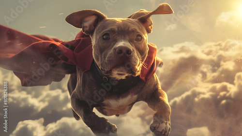 Super Hero Dog Flying Through Sky, generative ai