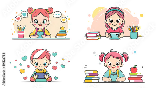 kids use mobilephone for learning