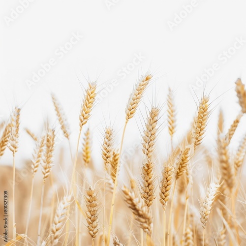 A field of golden wheat with a white background