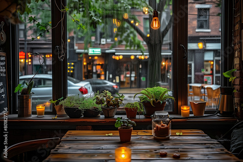 Cozy Rainy Café Window Scene
