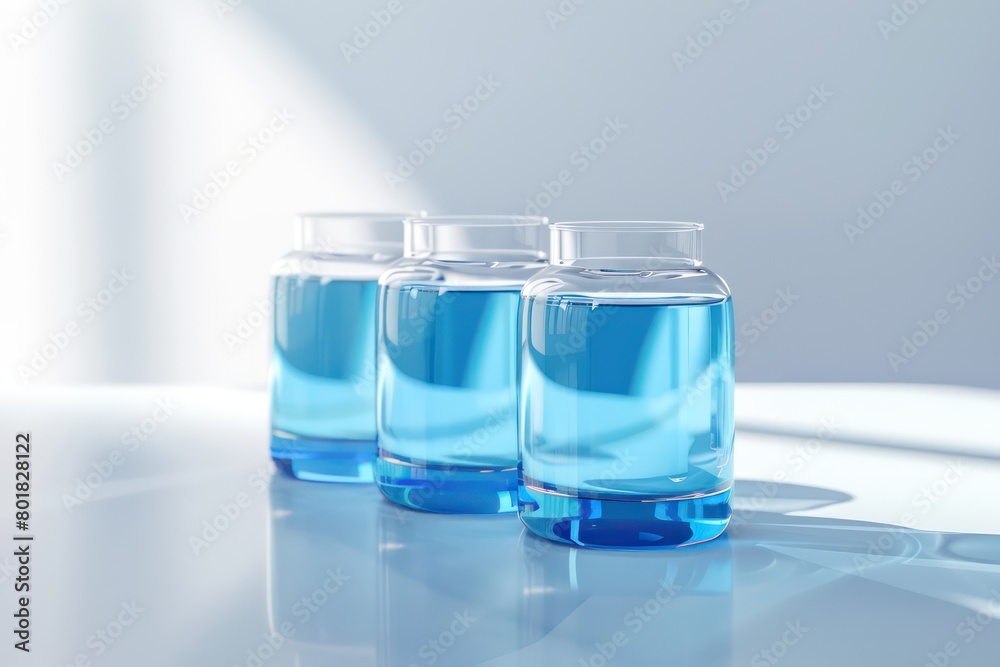 laboratory beakers with blue liquid laboratory beakers with blue liquid