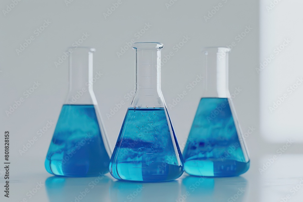 laboratory beakers with blue liquid laboratory beakers with blue liquid