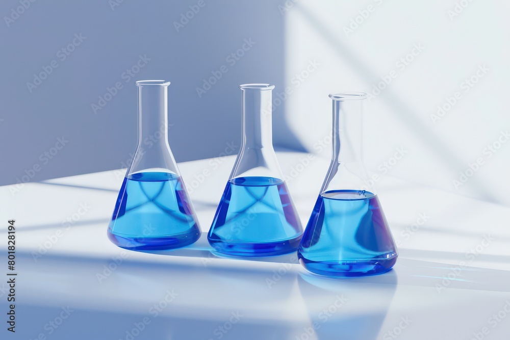 laboratory beakers with blue liquid laboratory beakers with blue liquid