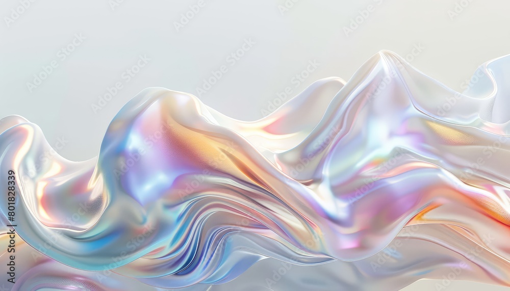 beautiful wave abstract 3d art, fluid silk waves in the center, white background, iridescent colors beautiful wave abstract 3d art, fluid silk waves in the center, white background, iridescent colors