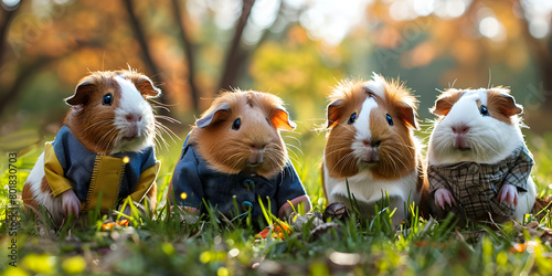 Small group of guinea pigs in outdoor photography photo