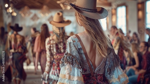 Bohemian Style Fashion Event: Trendy Crowd and Chic Attire photo