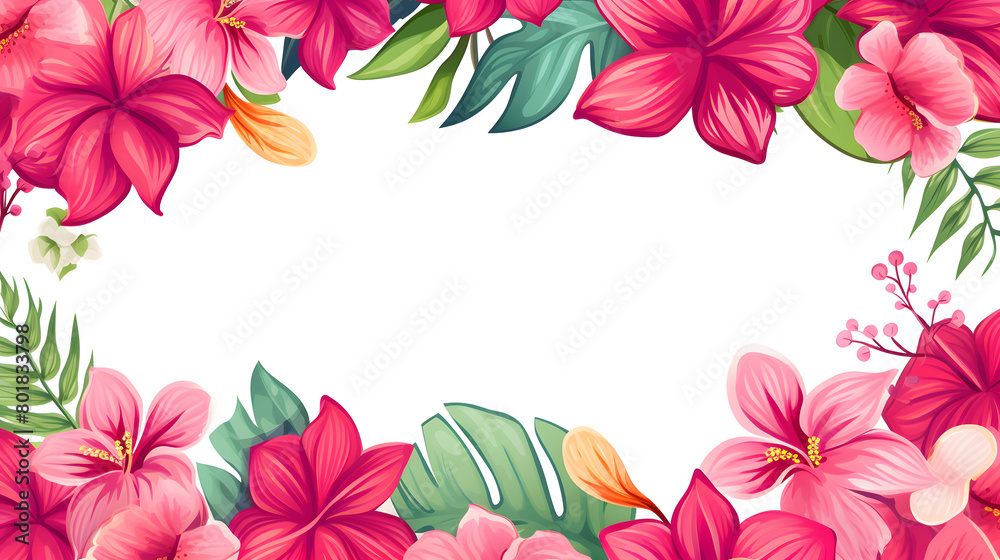 Fototapeta premium Digital vintage watercolor hawaiian rectangle tropical flower abstract graphic poster web page PPT background