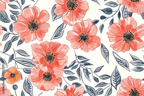 Artistic floral pattern. Handdrawn beauty for fabric design