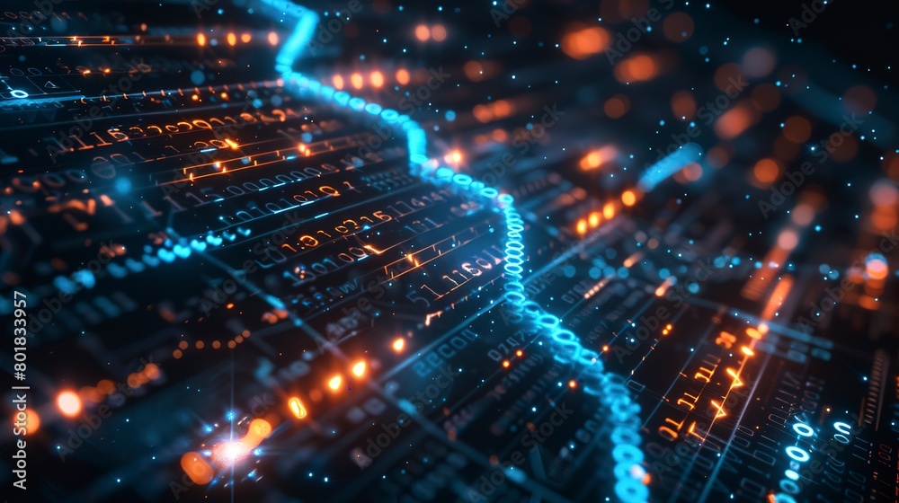 Fototapeta premium AI diagnostics screen, bright lab light, close-up, precision medicine