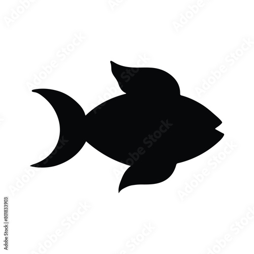 Big Fish silhouette in line art style. Fish vector by hand drawing. Fish tattoo on white background. Black and white fish vector on white background. Marine animal illustration. Marine life animal