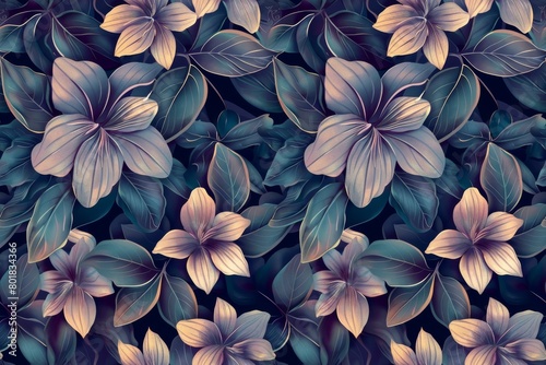 Whimsical flower garden. Handdrawn pattern for fabric design