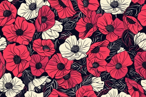 Handcrafted blossoms. Seamless pattern for fabric artistry