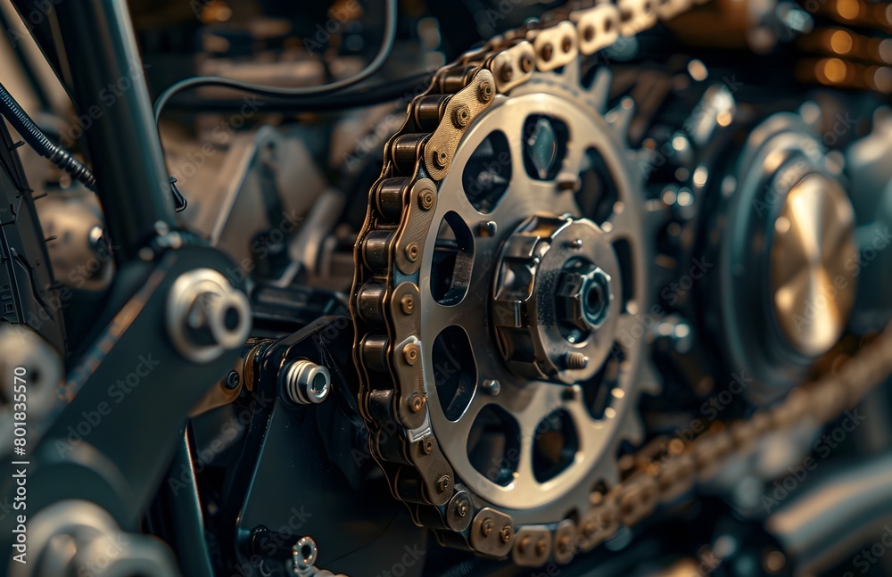 Close Up Shot of Industrial Machinery Gears and Sprocket Wheels
