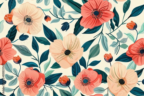 Creative floral tapestry. Seamless pattern for fabric artistry