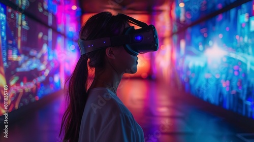 Mixed reality game landscape, immersive room light, first-person view, virtual meets physical © Thanthara