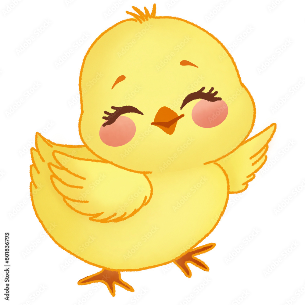 Fototapeta premium A cute baby chicken feeling happy 