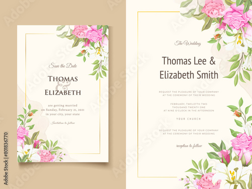 Elegant Floral Vector Wedding Invitation Template Design