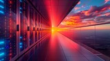 Where Technology Meets Nature: Sunset Radiance in the Server Corridor
