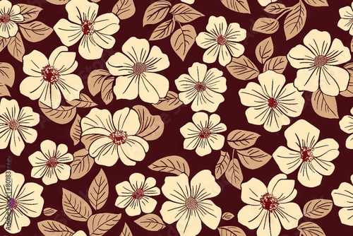 Floral fantasy. Handdrawn pattern for seamless fabric art