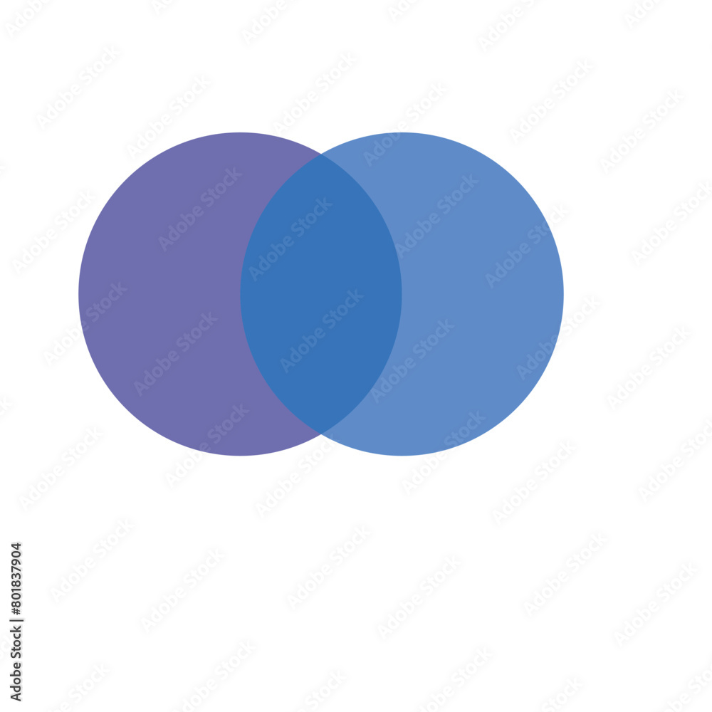 Intersecting circles. Blue and cyan. Merge concept. Colored icon. Business background. Vector illustration. Stock image