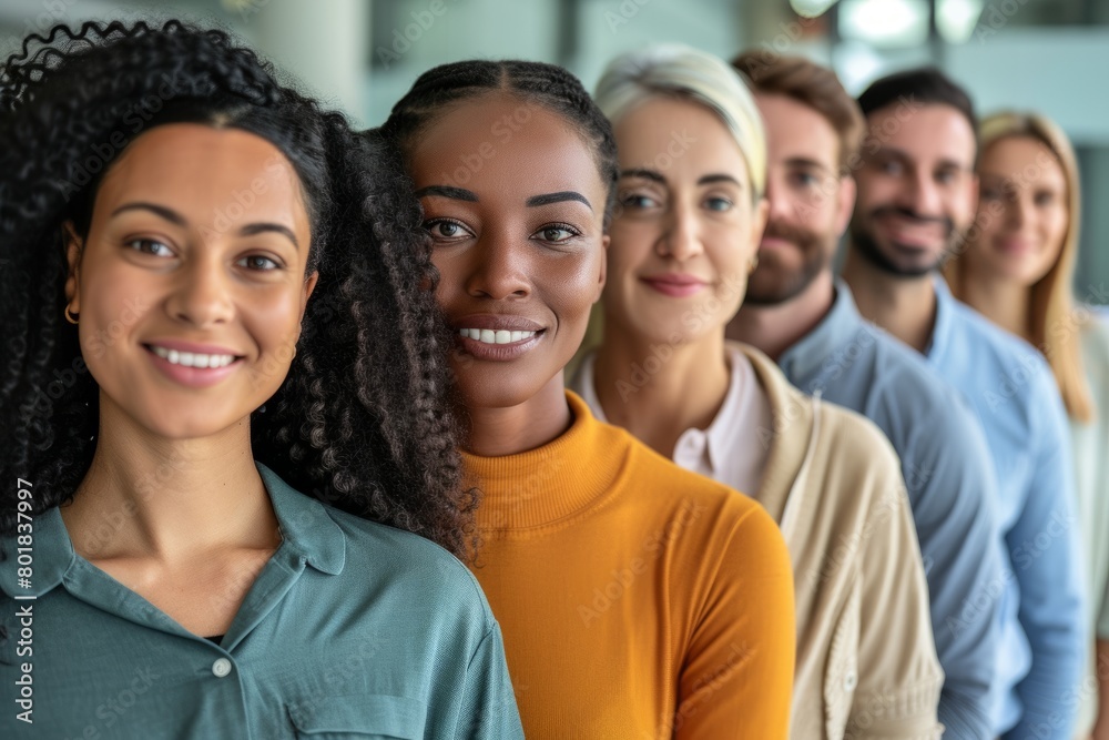 Portrait of happy multiethnic businesspeople standing together in office Portrait of happy multiethnic businesspeople standing together in office
