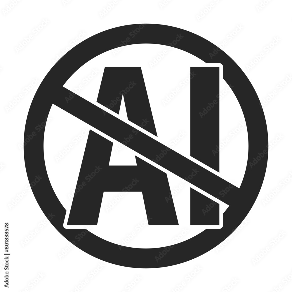 No AI symbol or no artificial intelligence sign in vector No AI symbol or no artificial intelligence sign in vector