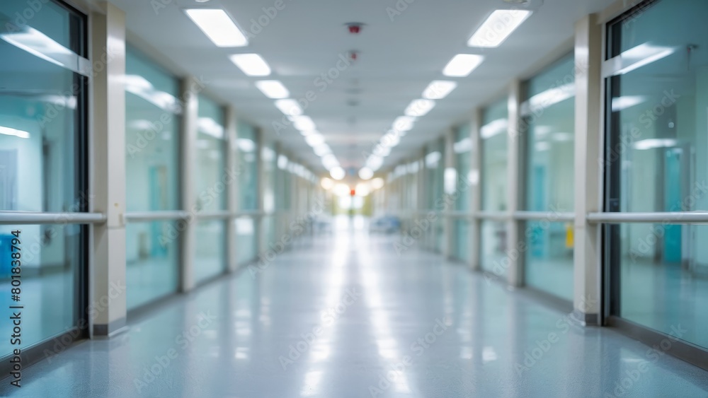 Blur image background of hospital clinic corridor empty hallway glass window ceiling door healthcare Blur image background of hospital clinic corridor empty hallway glass window ceiling door healthcare